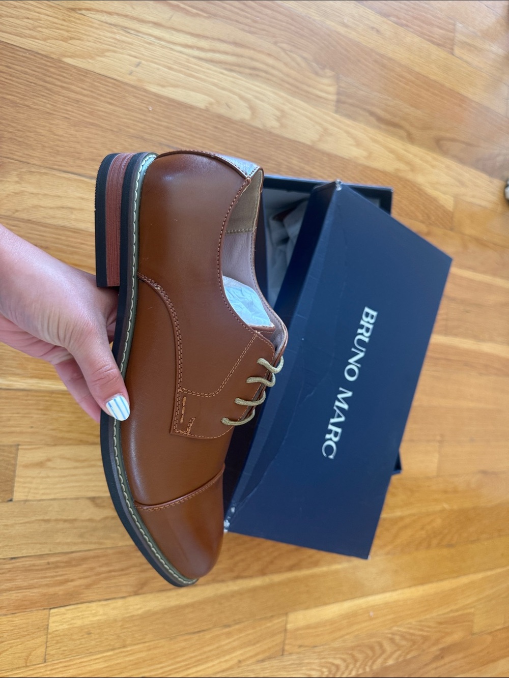 Bruno Marc Men’s Tan Leather Dress Shoes